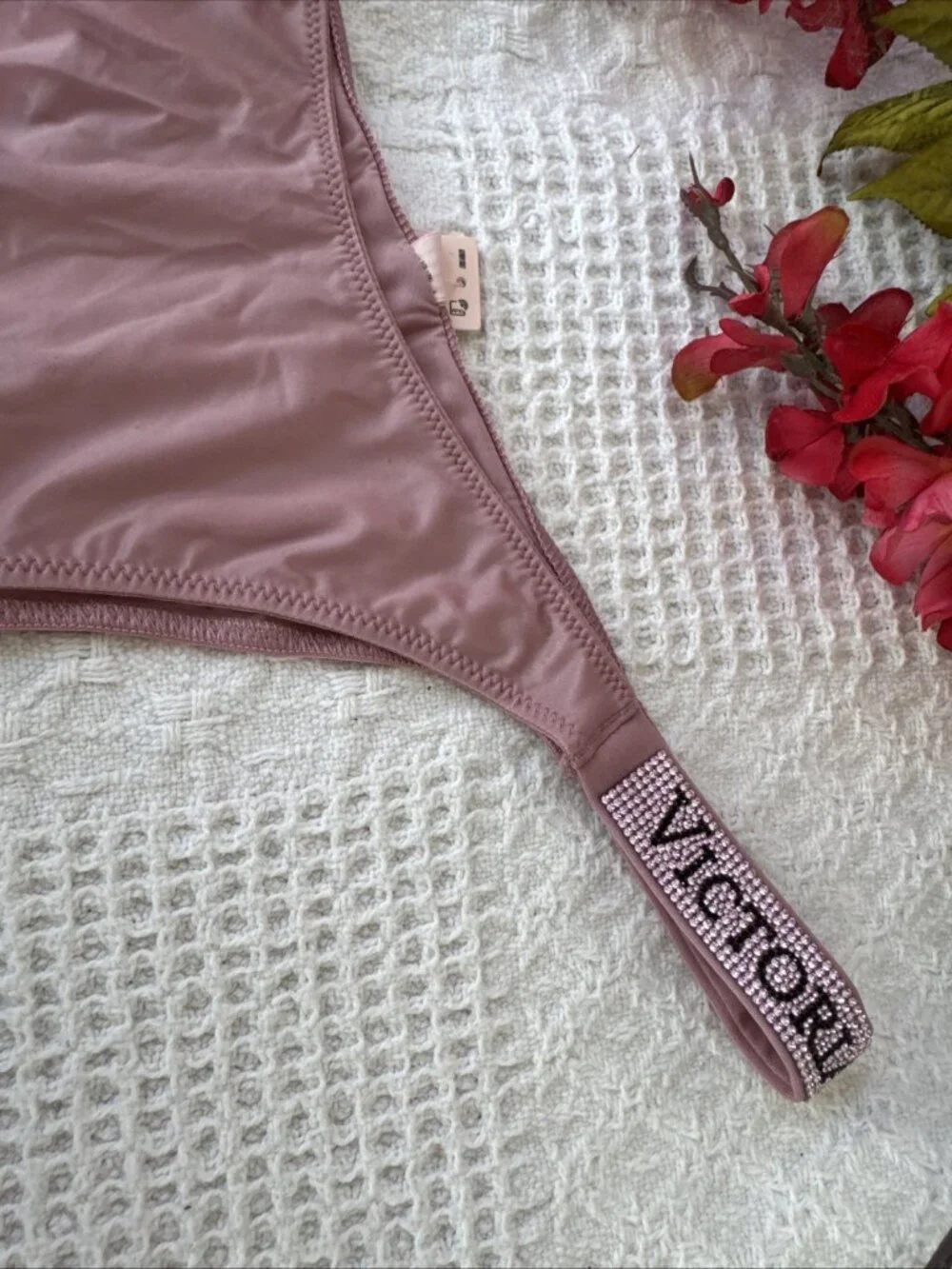 VICTORIA'S SECRET XL PINK VERY SEXY HI LEG RHINESTONE BRAZILIAN PANTIES BLING